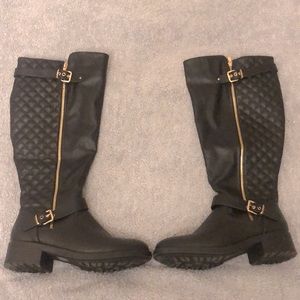 Women’s Black Knee High Boots, Wide Calf Boots, Heel Boots
